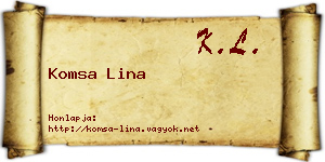 Komsa Lina névjegykártya